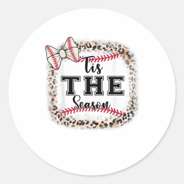 Cute Baseball Tis The Season Mum Sister Toddler Gi Classic Round Sticker (Front)