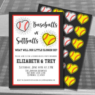 Cute Baseballs or Softballs Gender Reveal  Invitation