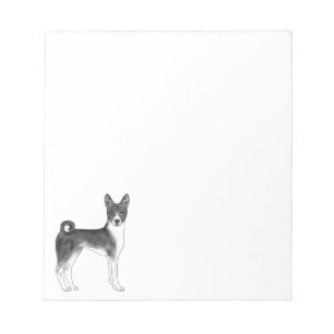 Cute Basenji Dog Illustration In Black And White Notepad