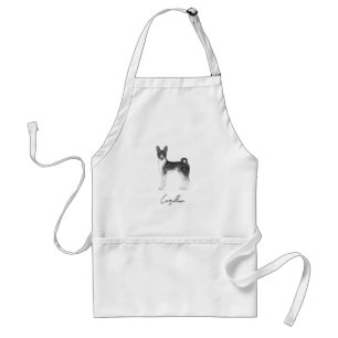 Cute Basenji Dog In Black And White & Custom Text Standard Apron