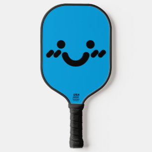 Cute Bashful Face Blue Pickleball Paddle