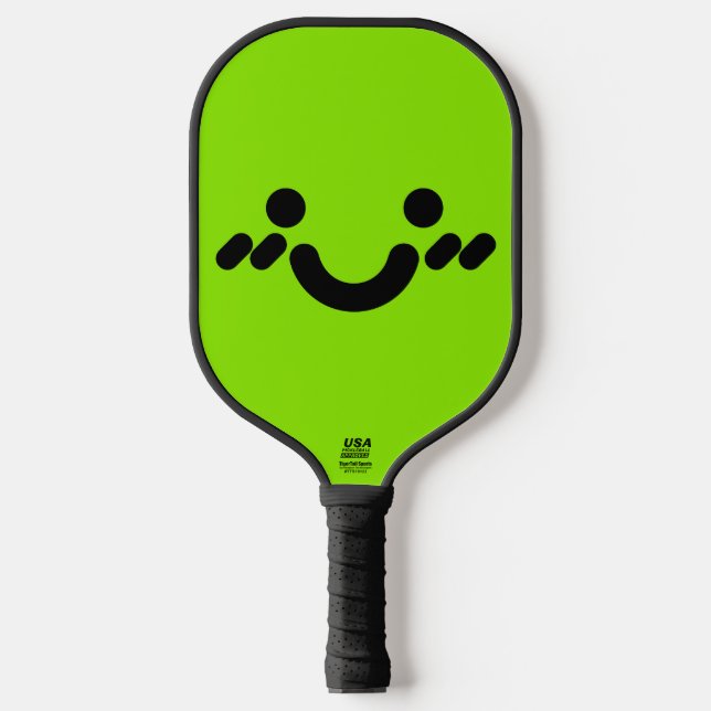 Cute Bashful Face Green Pickleball Paddle (Front)