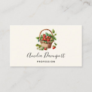 Cute Basket Full of Strawberries Business Card