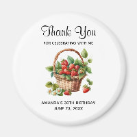 Cute Basket Full of Strawberries Party Thank You