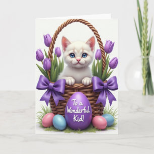 Cute Basket Kitty Greeting Card