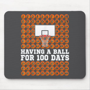 Cute Basketball 100th School Day Days 100 School Mouse Pad