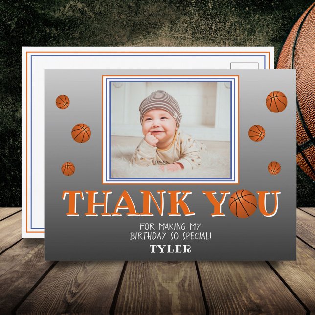 Cute Basketball Balls Chalkboard Photo Thank you  Postcard (Creator Uploaded)