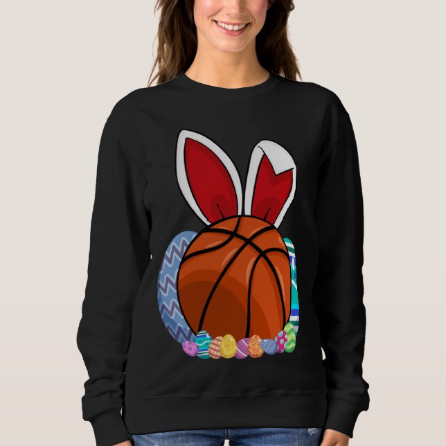 Cute Basketball Easter Egg Bunny  For Kids Boys To Sweatshirt (Front)