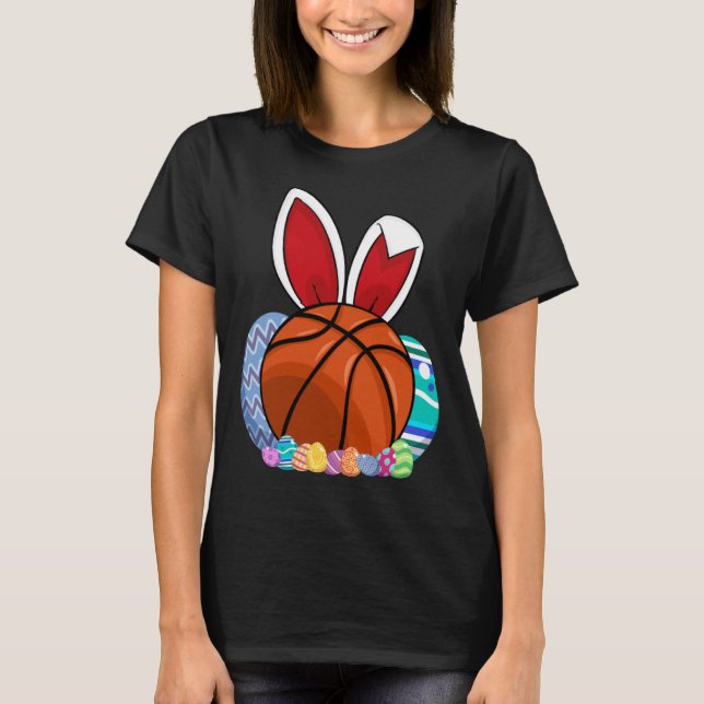 Cute Basketball Easter Egg Bunny  For Kids Boys To T-Shirt (Front)