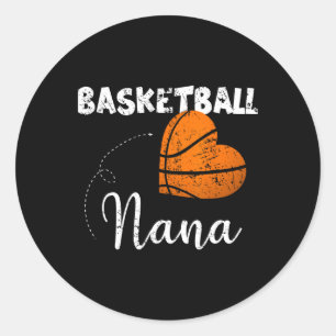 Cute Basketball Heart Basketball Nana Classic Round Sticker