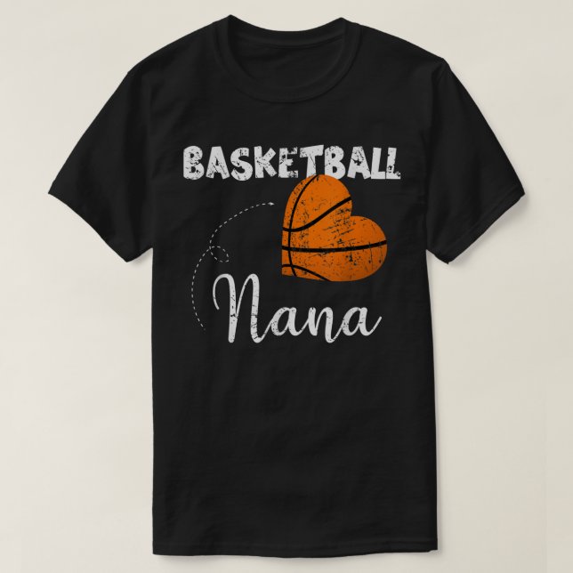 Cute Basketball Heart Basketball Nana T-Shirt (Design Front)