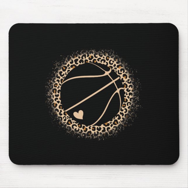 Cute Basketball Leopard Print Women Girls Basketba Mouse Pad (Front)