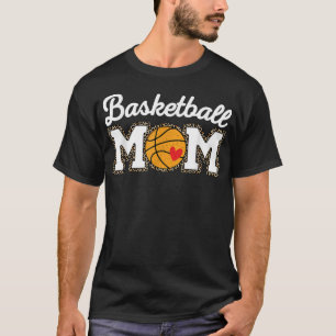 Cute Basketball Mum Leopard Print Mothers Day T-Sh T-Shirt