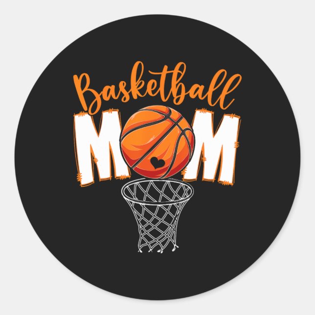 Cute Basketball Mum Mama Mother's Day From Son Dau Classic Round Sticker (Front)