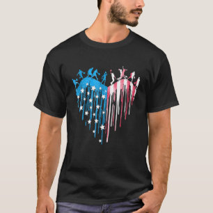 Cute Basketball Player Heart American Flag Waterco T-Shirt