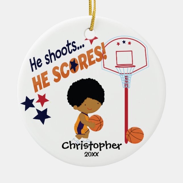 Cute Basketball Player Sport Christmas Ornament (Front)