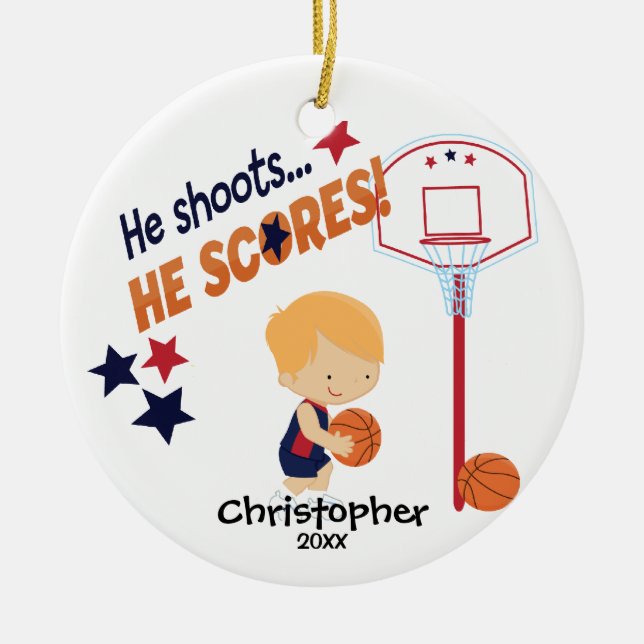 Cute Basketball Player Sport Christmas Ornament (Front)