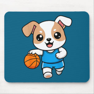 Cute Basketball Puppy Cartoon Sports Design Mouse Pad