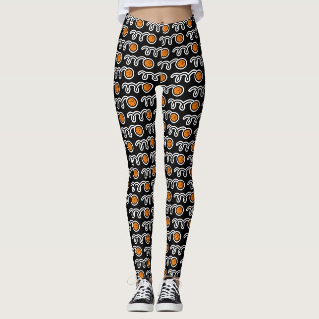 Cute basketball sports pattern athleisure leggings (Front)