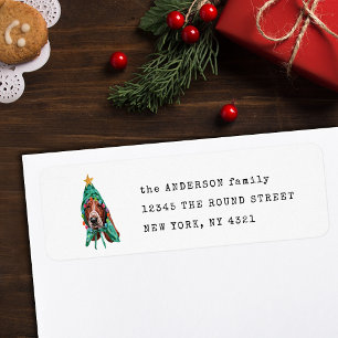 Cute Basset Hound Christmas Dog Return Address Label