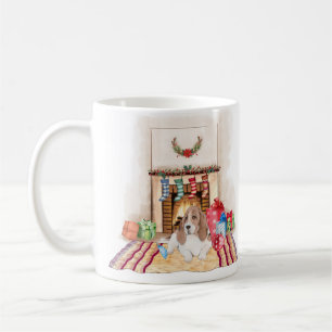 Cute Basset Hound Christmas Mug.  Coffee Mug