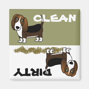 Cute Basset Hound Clean Dirty Dishwasher Magnet
