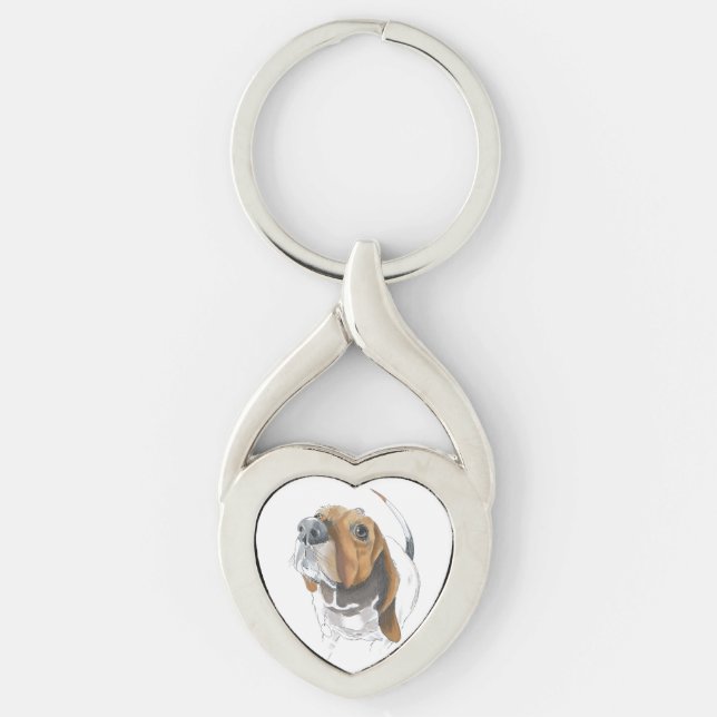 Cute Basset Hound Close Up Love Key Ring (Front)