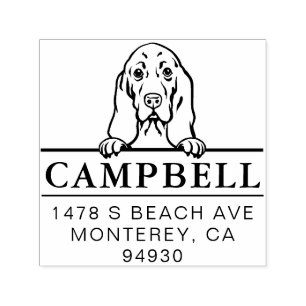 Cute Basset Hound Custom Dog Address   Self-inking Stamp