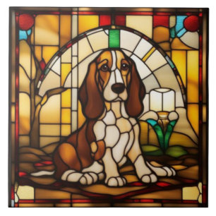 Cute Basset Hound Decorative Tile