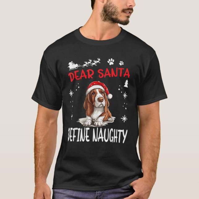 Cute Basset Hound Dog Christmas Dear Santa Define  T-Shirt (Front)