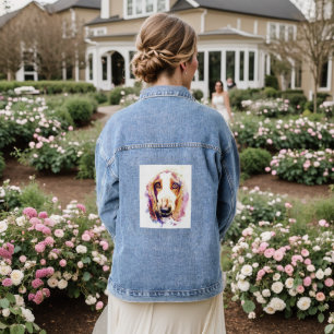 Cute Basset Hound Dog Face Head Denim Jacket