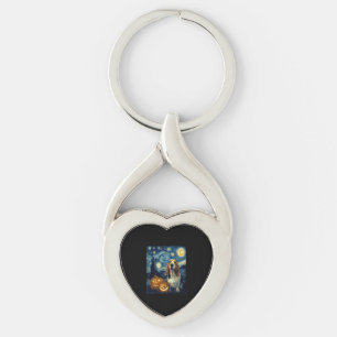 Cute Basset Hound Dog Halloween Jack O Lantern Pum Key Ring