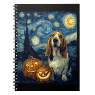 Cute Basset Hound Dog Halloween Jack O Lantern Pum Notebook
