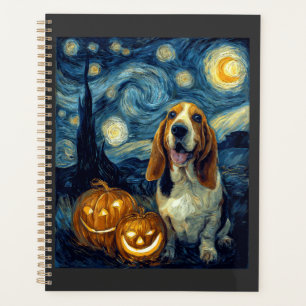 Cute Basset Hound Dog Halloween Jack O Lantern Pum Planner
