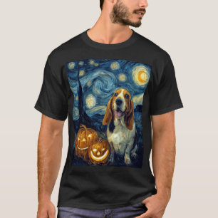 Cute Basset Hound Dog Halloween Jack O Lantern Pum T-Shirt
