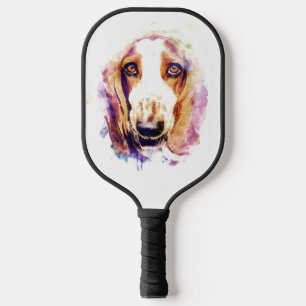 Cute Basset Hound Dog Head Face Puppy Pickleball Paddle