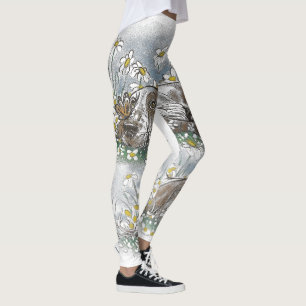 Cute Basset Hound in Daisy Field – Adorable Spring Leggings