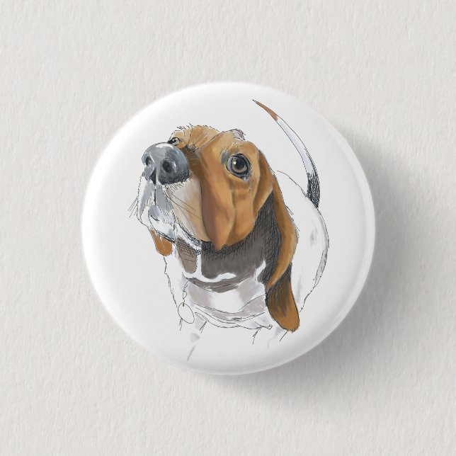 Cute Basset Hound Loveable Close Up 3 Cm Round Badge (Front)