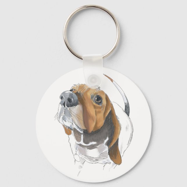 Cute Basset Hound Lovers Close Up Key Ring (Front)