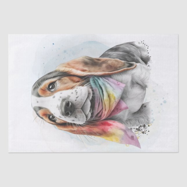 Cute Basset Hound Puppy Dog Tissue Paper (Front)