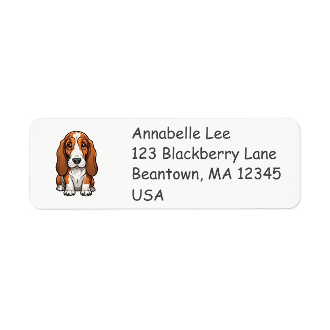 Cute Basset Hound Return Address Label (Front)