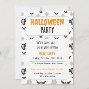 Cute Bat and Ghost Halloween Invitation. Invitation