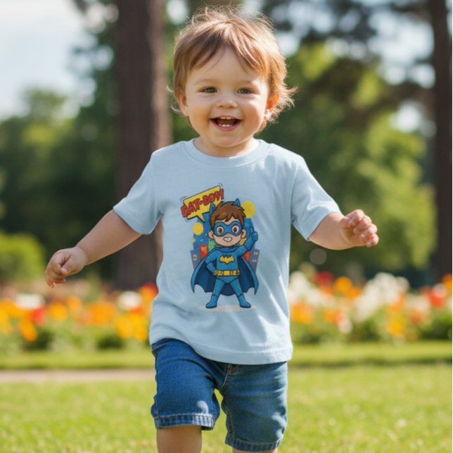 Cute Bat-Boy Superhero Costume Toddler Kids Blue  Baby T-Shirt (Creator Uploaded)