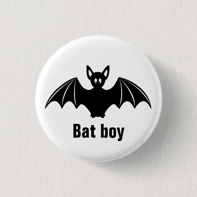 Cute bat cartoon pun joke button (Front)