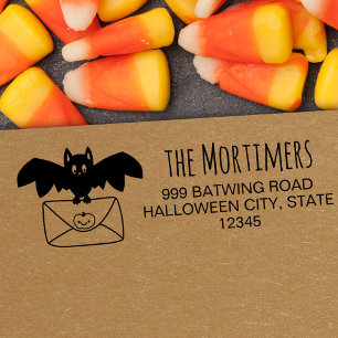 Cute Bat Delivering Mail Family Halloween  Self-inking Stamp