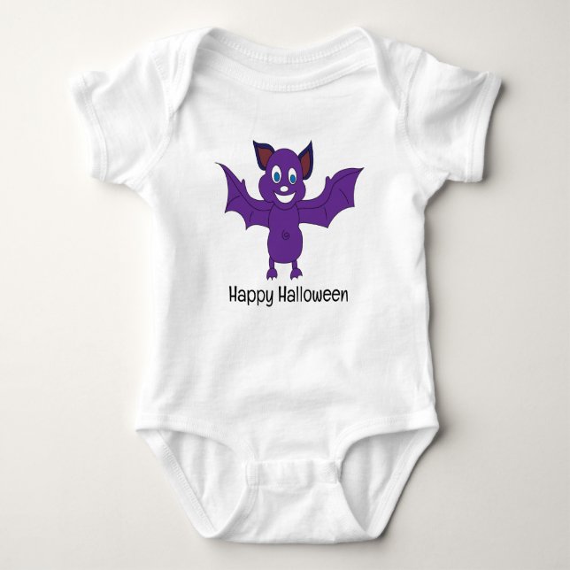 Cute Bat Halloween Baby Bodysuit (Front)
