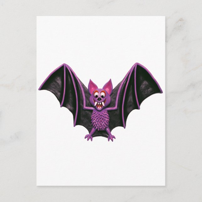 Cute Bat Halloween Party Postcard (Front)