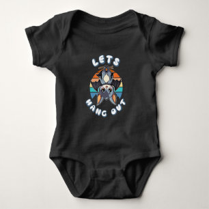 Cute Bat Hanging and Retro Sunset Let's Hang Out Baby Bodysuit