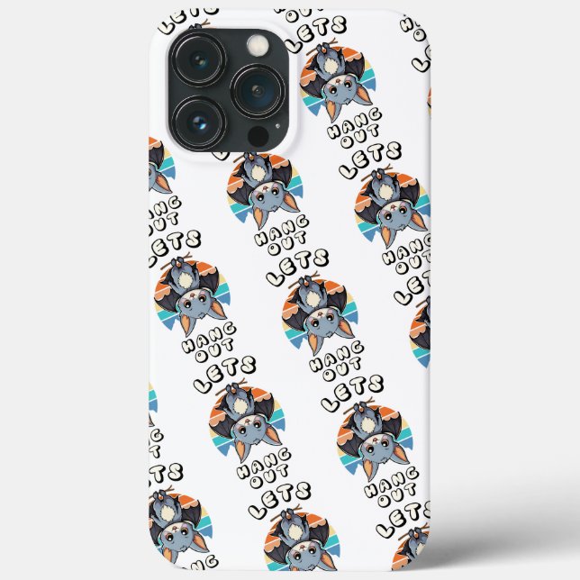 Cute Bat Hanging and Retro Sunset | Let's Hang Out Case-Mate iPhone Case (Back)