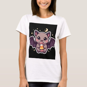 Cute Bat Holding Candy Corn T-Shirt
